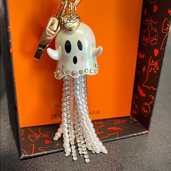Betsey Johnson | Iridescent Ghost w/ Pearl/Gem Tassel Bag Charm - Picture 9 of 10